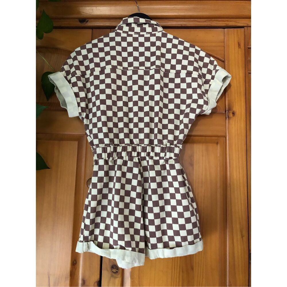 Day+Moon Checkered Print Button Down Rolled Cuff … - image 7